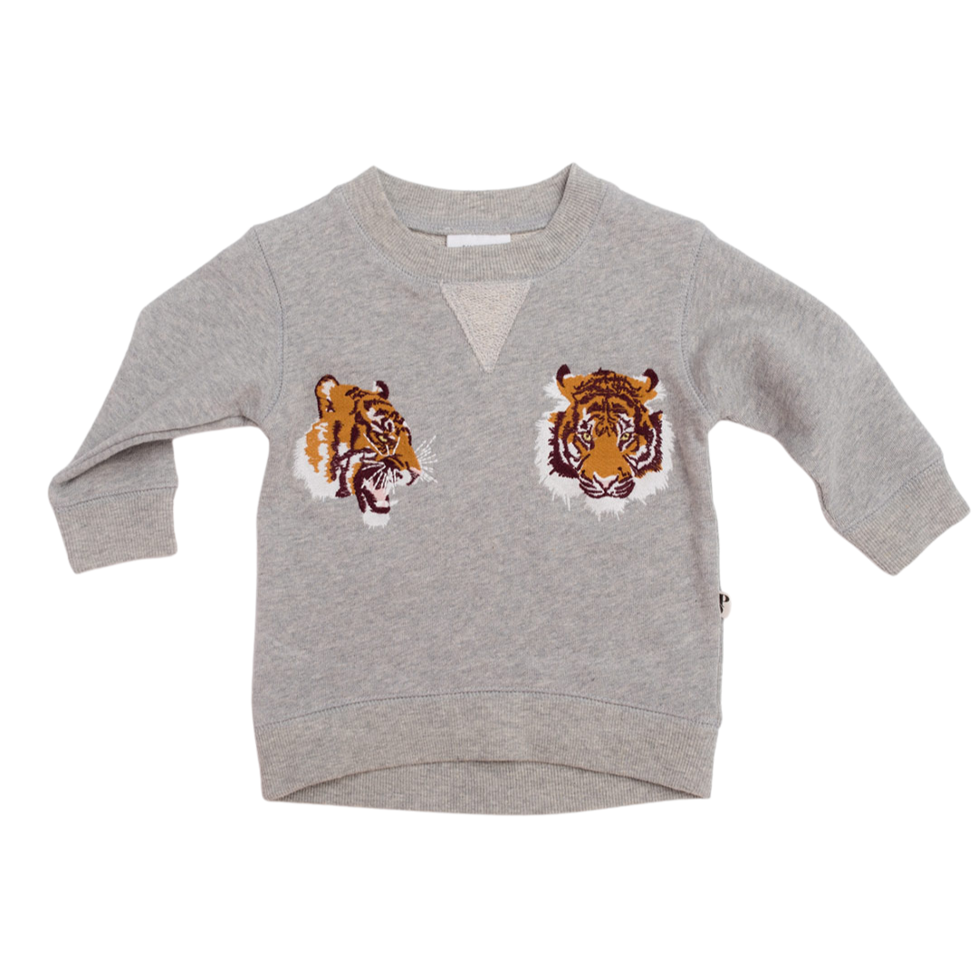 Terry Pullover - Grey Marle with Tigers