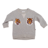 Terry Pullover - Grey Marle with Tigers